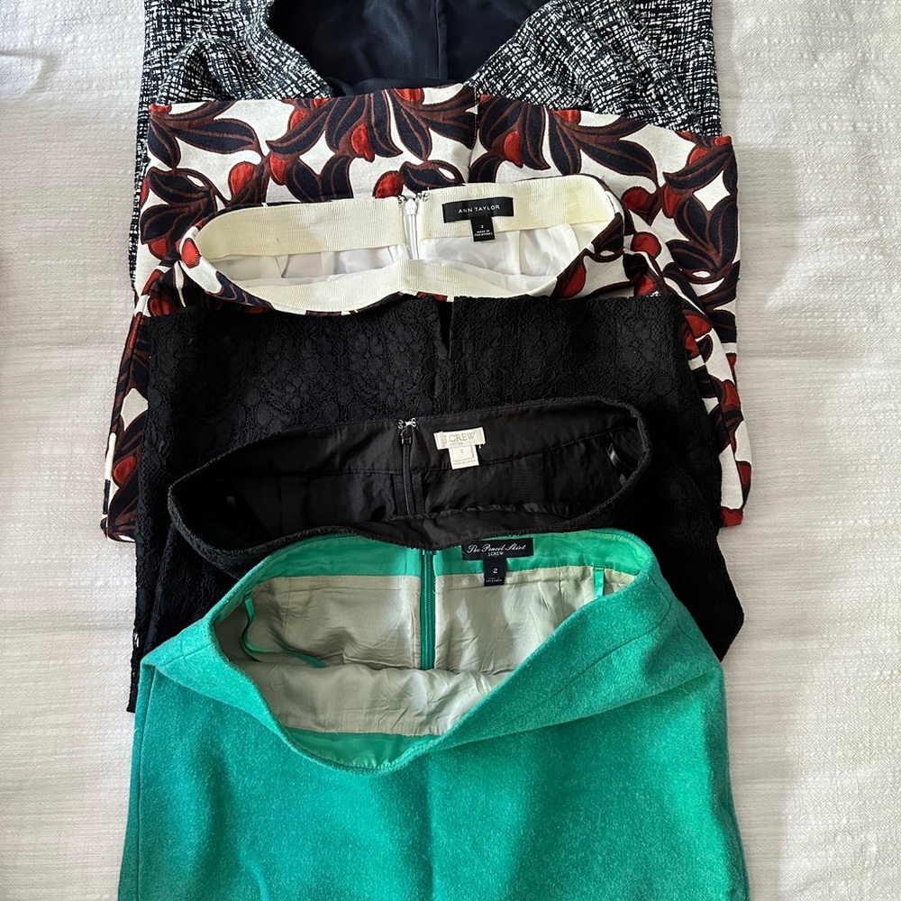 J. Crew Black and Red Pencil Skirt Casual